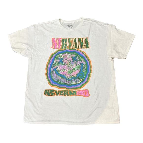 Nirvana Nevermind Smiley Grunge Band T-Shirt (Size XL, New Without Tags) - Picture 1 of 4